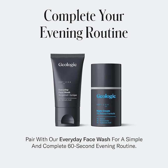 Geologie Retinol Anti-Aging Face Cream | Advanced .3% Retinol Formula for Effective Results | Reduce Fine Lines & Wrinkles | Protect & Repair Skin With Hyaluronic Acid & Niacinamide | For Men & Women