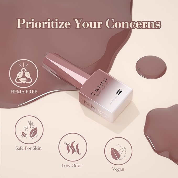 CANNI Jelly Gel Nail Polish Set,Pink Brown 6 Colors 9ML Jelly Translucent Gel Polish Set,Natural Red Pink Brown, High Gloss Soak Off UV LED Gel Nail Manicure Salon DIY