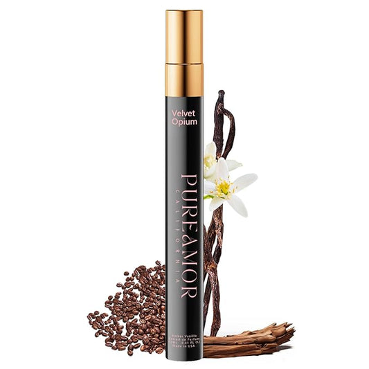 Pheromones Perfumes for Women, Amber Vanilla Perfume, Long Lasting Eau De Parfum Cologne, Enhanced Scents Pheromone Cologne for Men&Women, 0.41 fl.oz Travel Size Perfumes Spray (Velvet Opium)