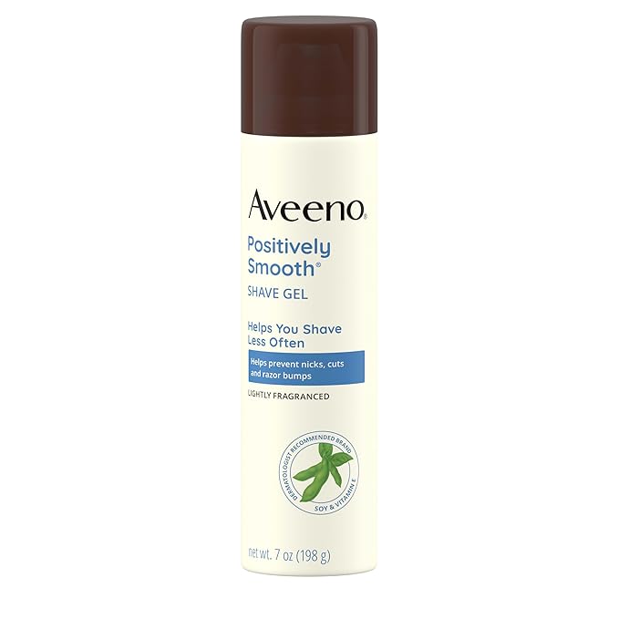 Aveeno Positively Smooth Moisturizing Shave Gel with Soy, Aloe & Vitamin E helps Prevent Nicks, Cuts & Razor Bumps, Creamy Shave Gel for a Close, Smooth Shave, Lightly Fragranced, 7 oz, 6 Pack