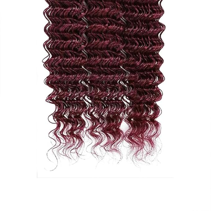 Burgundy Hair Deep Wave Bundles Wine Red Loose Deep Curly Weave Bundles Double Weft Weave Extensions Brazilian Human Hair Soft and Silky for Black Women 20 22 24 Inch