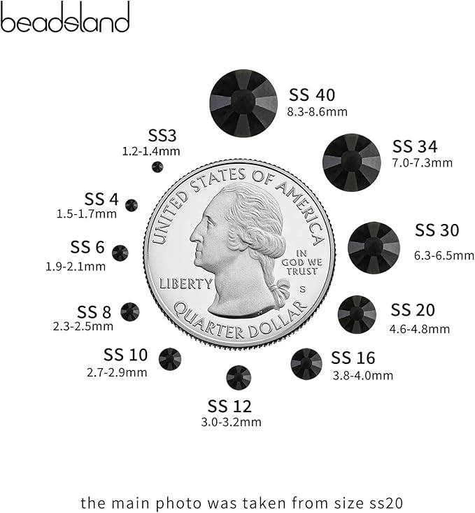 BEADSLAND Hotfix Rhinestones Bulk, 2880PCS Crystal Hot Fix Rhinestones for Crafts Clothes DIY Decoration, Black, SS30, 6.3-6.5mm