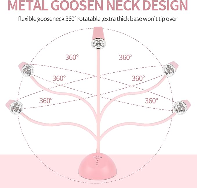 Touch Switch Nail Lamp,Flash Cure Gel X Lamp,Rechargeable Cordless UV LED Light with Timer, Gooseneck Gel Polish Curing Dryer Lamp,for Professional and Home Use (Pink)