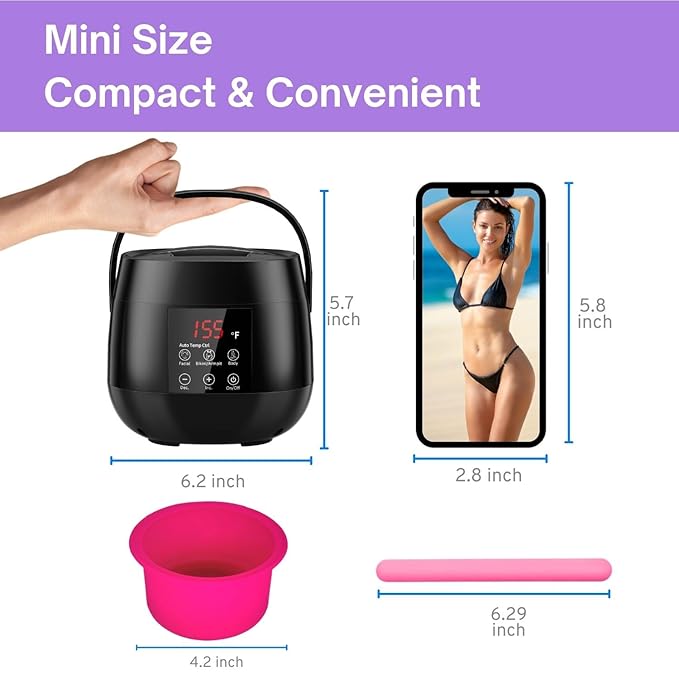Digital Wax Warmer for Hair Removal, Gentle Wax Pot for Bikini Waxing & Facial Waxing, Smart Wax Machine with AUTO Temperature Control