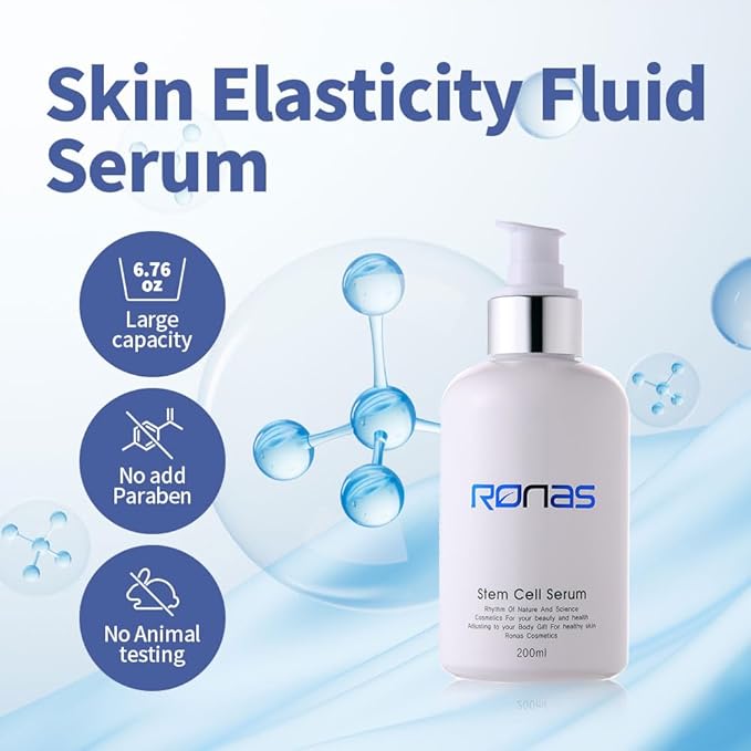 Ronas Stem Cell Serum Korean Facial Moisturizer with Hyaluronic Acid, Licorice Extract, Squalan Face Serum For Women Revitalizing, Skin Barrier Strengthening 6.76fl.oz