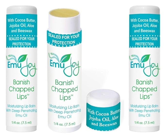 Emu Joy - Natural and Organic Emu Oil Lip Balm Hydrating, Pocket-Size Unflavored & Unscented Lip Balm with Emu Oil - Best for Severely Chapped Lips (1pk)