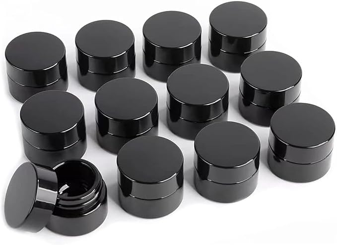 Acrux7 40 Pack 4 oz Black Plastic Jars, Small Round Cosmetic Cream Jars with Lids & Labels, Refillable Plastic Cream Container 120 ml Leak Proof Travel Jars for Creams, Lotion, Body Butter, Body Scrub