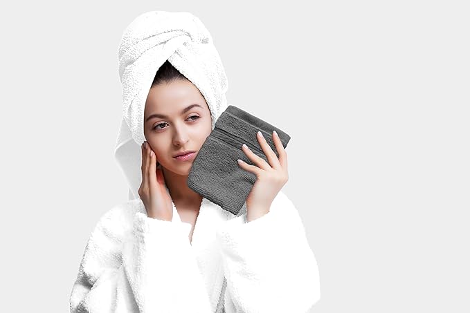 Avalon Towels Cotton Washcloths – (Pack of 12) Size 13x13 Inches, 100% Ring Spun Cotton, Absorbent, Soft Face Towels, Gym Towels, Hotel and Spa Quality, Reusable Fingertip Towels (Grey)