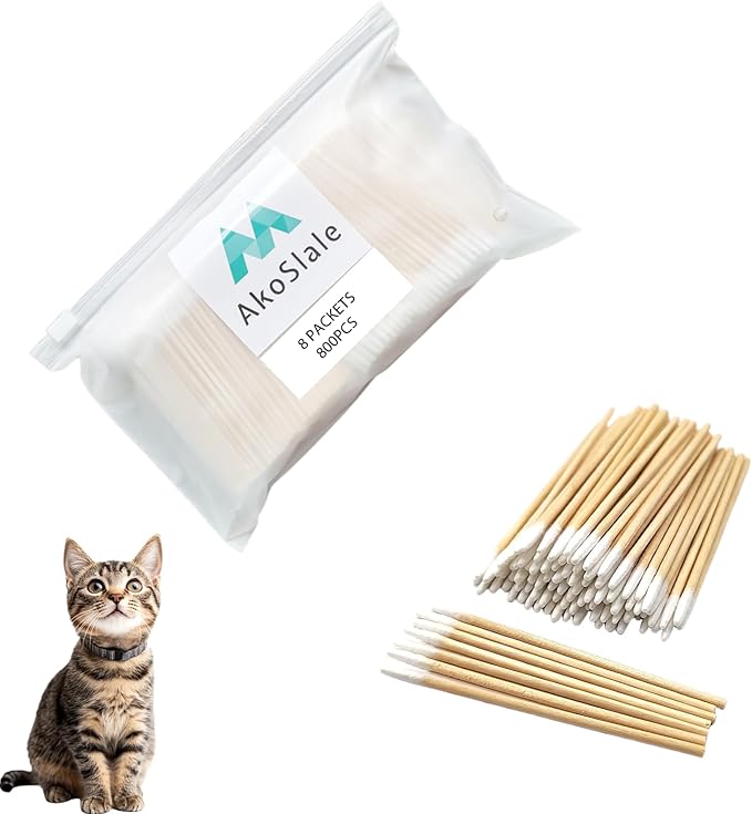 Pointed Q Tips for Cat Eye and Wound Care, 800pcs, 2.9 Inch Biodegradable Wooden Cotton Swabs, Precision Makeup, Baby Care, Nail Cleaning, Eco-Friendly