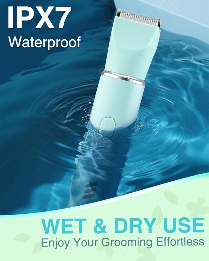 Bikini Trimmer for Women,3-in-1 Painless Electric Razors & Shaver Nose,IPX7 Waterproof,Body Hair Trimmer for Underarm/Pubic/Nose/Legs,USB-C Rechargeable Women's Grooming Kit(Green)