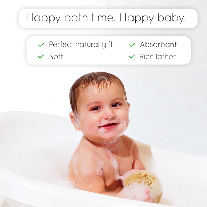 NAROA Natural Baby Bath Sponge in Gift Box | Premium Soft Wool Sea Sponge for Babies | Newborn Bath Time Essentials | Sustainable & Plastic Free (2 Pack)