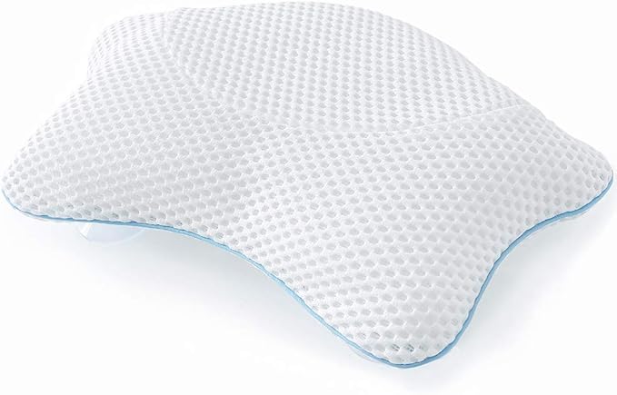 Non Slip Bath Pillow, Luxury Spa Bathtub Head & Neck Rest Support, Permeable Quick Drying Air Mesh Tub Pillow with 4 Large Suction Cups, Fits Any Tubs, Soft and Relaxing