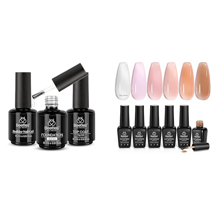 Beetles Top and Base Coat Builder Nail Gel Set with Gel Nail Polish Set
