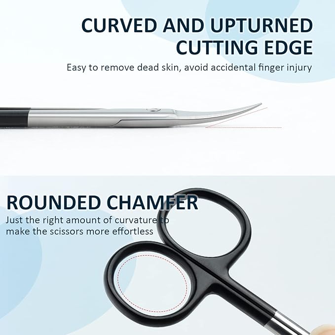 Cuticle Scissors for Women and Men Curved Stainless Steel with Tip Grooming Blades Manicure Nail for Dry Skin Nail Scissors (3)
