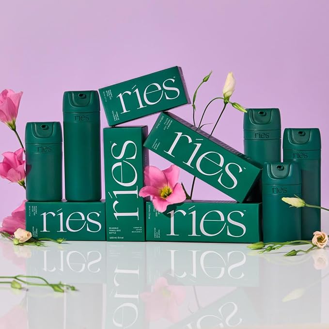 Essential Refillable Toiletry Travel Bottles – Set of 5 (3.4oz & 1.7oz) Airless Pump Containers for Shampoo, Conditioner, Body, Face – Leak-Proof, TSA-Approved, Dishwasher Safe- Escapade Green