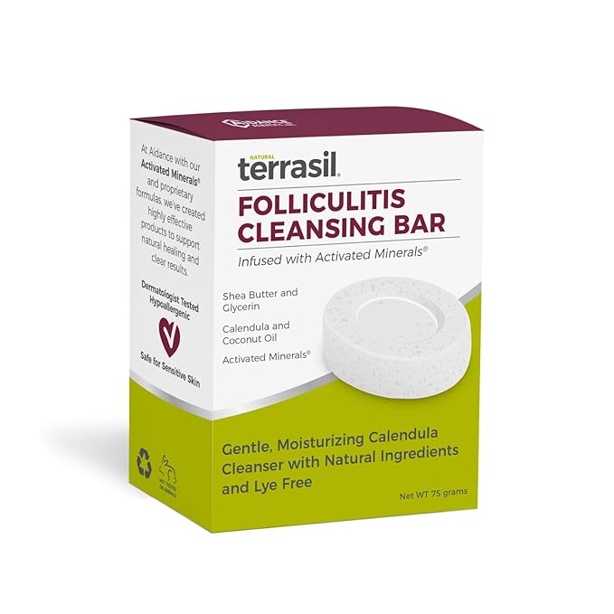 terrasil Folliculitis Soap - Soothing Folliculitis Treatment & Care of Ingrown Hair. All-Natural Anti-Itch Calendula Soap, Dermatologist Tested & Hypoallergenic Approved, Cleansing Bar (75gm)