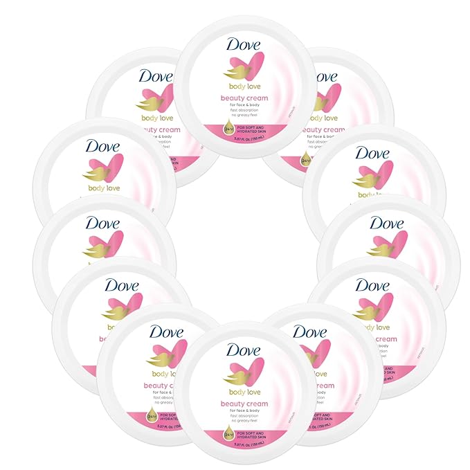 Dove Nourishing Body Care, Face, Hand, and Body Beauty Cream for Normal to Dry Skin Lotion for Women with 24-Hour Moisturization, 12-Pack, 5.07 Oz Each, Jar