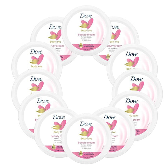 Dove Nourishing Body Care, Face, Hand, and Body Beauty Cream for Normal to Dry Skin Lotion for Women with 24-Hour Moisturization, 12-Pack, 5.07 Oz Each, Jar