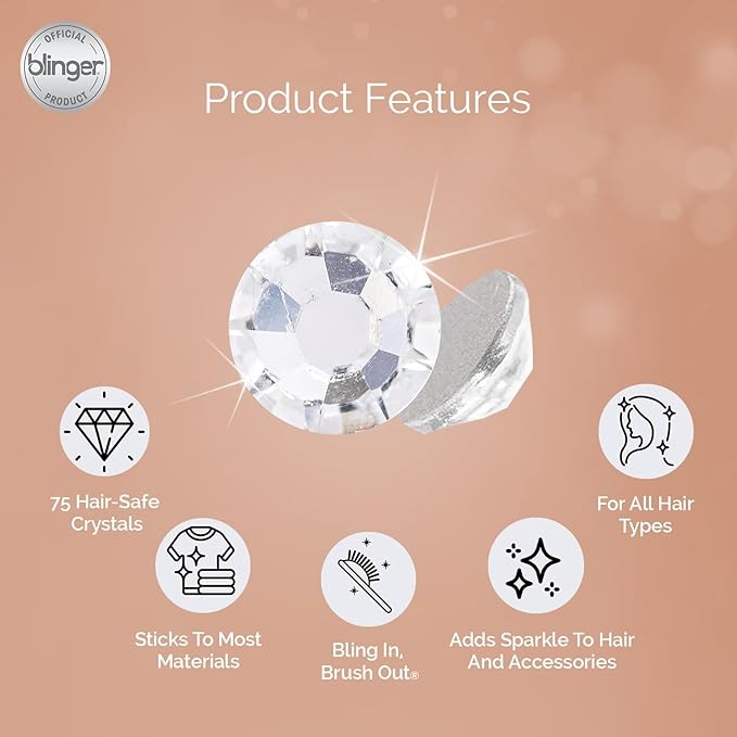 blinger® Starter Kit | Women's Hair Styling Tool + 75 Precision-Cut Glass Crystals | Bling in Seconds! Bedazzling Multi-Faceted Gems | Hair-Safe – Bling In Brush Out
