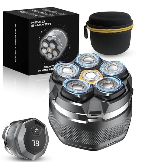 Head Shavers for Bald Men，Newly Designed Magnetic 6D Electric Razor, IPX8 Waterproof Dry/Wet, 10000 RPM High Speed Motor for Fast Shaving, USB-C Cable and Storage Bag for Home & Travel