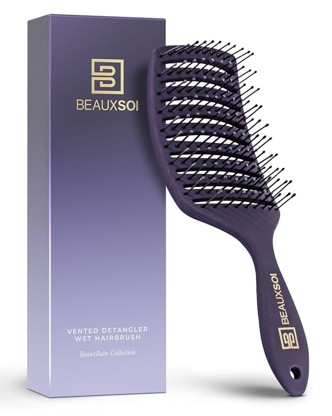 Vented Detangling Brush for Wet or Dry, Thick, Coily, and Curly Hair | Curved Vent Brush for Blow Drying
