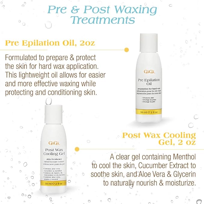GiGi Brazilian Waxing Kit - At-Home Hair Removal Kit with Warmer, Hard Wax, and Pre & Post Treatments for Face, Bikini, and Body, 1-set
