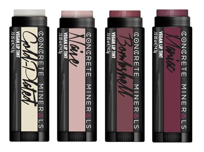 Concrete Minerals Lip Tints, Nourishing Formula With High Color Payout, Longwear With Smooth Application, Cooling Sensation Of Peppermint, 100% Vegan and Cruelty Free, 0.6 Ounce Total (Bridesmaid)