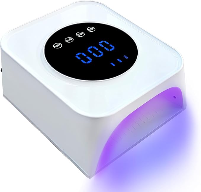 UV Nail Lamp, 72W Rechargeable LED Gel Nail Light Dryer for Gel Polish 4 Timer Modes Cordless Bling White Diamond Rhinestones for Salon & Home