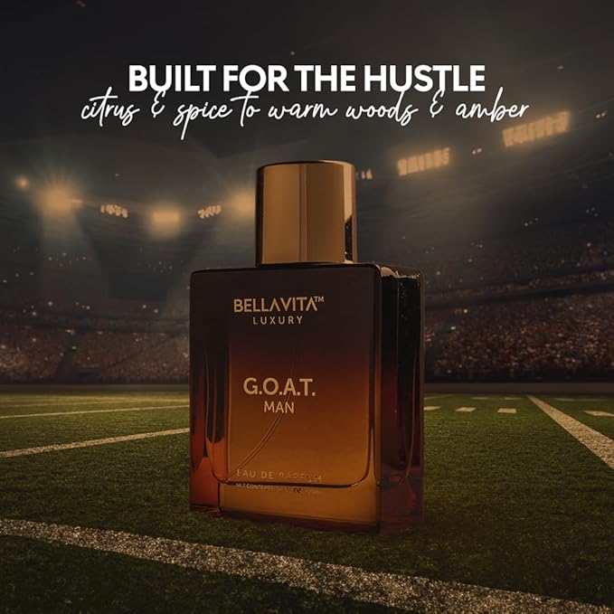 BellaVita Luxury G.O.A.T. Men's Eau De Parfum (3.4 fl.oz) | Natural Refreshing Notes of Bergamot, Lavender & Patchouli Oriental | Fresh Perfume for Men of All Time | Long-Lasting Perfume for Mens EDP