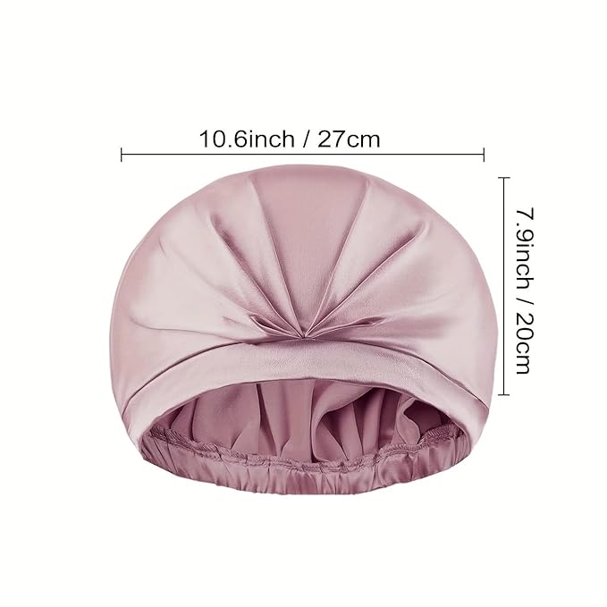 RachelSilk 100% Mulberry Silk Sleep Cap, Grade 6A 19 Momme Silk for Women Hair Care, Silk Night Bonnet with Elastic Stay On Head, Silk Cap after Shower, for Small -Medium Head Size (Rose)