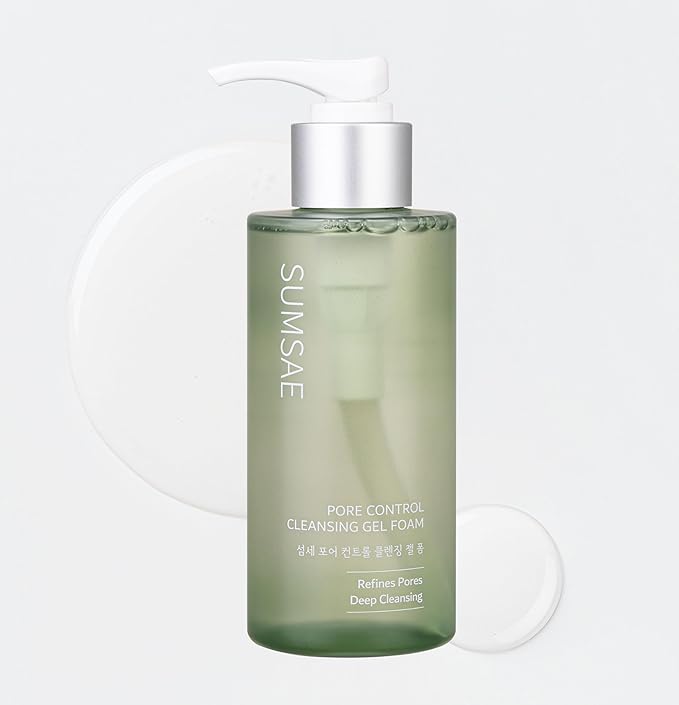 Pore Control Cleansing Gel Foam - Korean Skincare Gel to Foam Cleanser with Green Tea, Chestnut Shell, and Botanical Complex for Pore Care, Sebum Balance and Makeup Removal, 155ml / 5.24 fl.oz
