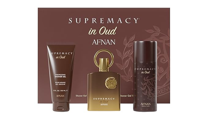Afnan Supremacy in Oud Luxury Perfume Gift Set - Eau De Parfum (3.4 oz) + Deodorant (5.1 oz) + Shower Gel (5.1 oz) | Intense & Opulent Oud Fragrance
