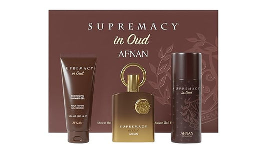 Afnan Supremacy in Oud Luxury Perfume Gift Set - Eau De Parfum (3.4 oz) + Deodorant (5.1 oz) + Shower Gel (5.1 oz) | Intense & Opulent Oud Fragrance