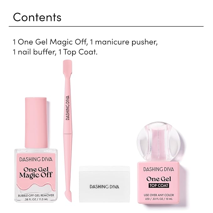 Dashing Diva One Gel Magnetic Mega Bundle – One Gel Magnetic Starter Kit in Villainous, Top Coat and Magic Off Nail Polish Remover - Manicure Set includes LED Lamp and Power Magnet