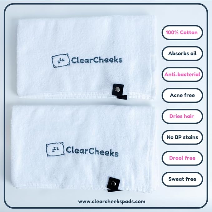 Set of 2 Pillow Pads for face acne, night sweats, drooling, wet hair, oily skin, travel, made of 100% cotton, towel fabric, reusable
