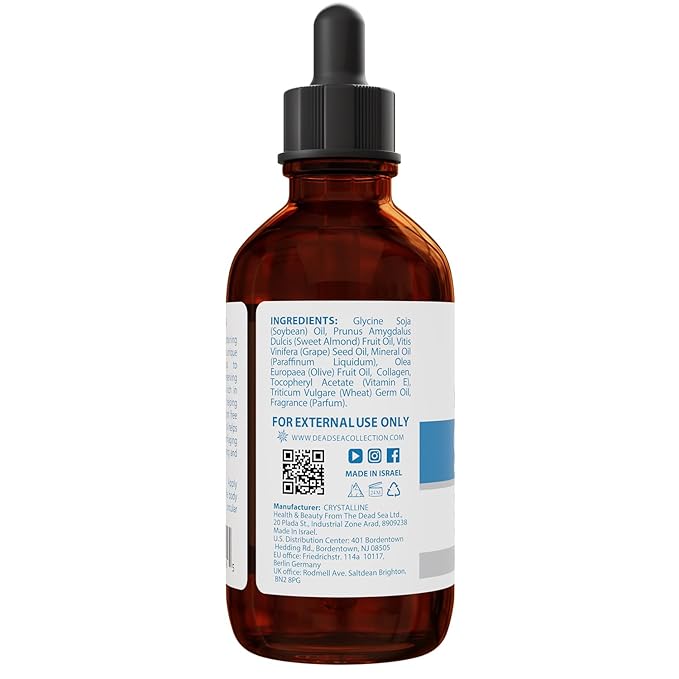 Dead Sea Collection Belly Oil for Pregnant Women - Moisturizing Body Oil with Collagen & Vitamin E - Strengthens Skin and Enhances Elasticity (4 Fl. Oz)