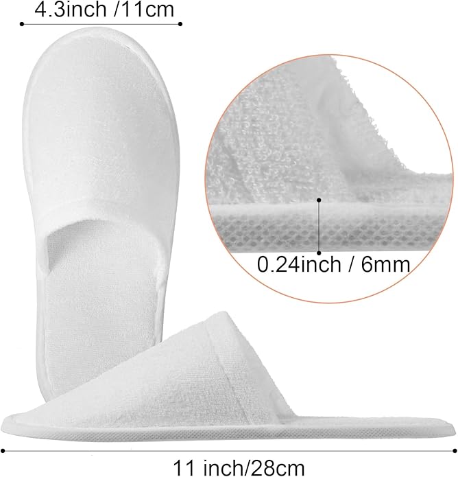 Geyoga 24 Pairs Disposable Slippers for Guests Bulk 2 Size Cotton Hotel Spa House Slippers for Graduation Wedding Party Shoeless Home Travel Individually Wrapped