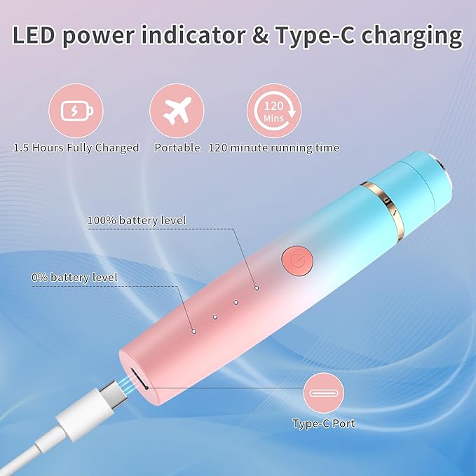 Nose Hair Trimmer for Men and Women, Eyebrow Trimmer, Electric Shaver Razor 3 in 1, Portable, Waterproof and Rechargeable for Ears, Face, Legs (Blue Pink)