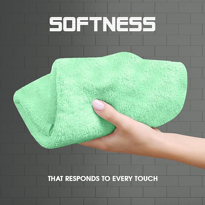 Oakias 100% Cotton Wash Cloths 24 Pack Green - 12 x 12 Inches Ring Spun Cotton Facial Towels - Highly Absorbent Quick Dry Spa Towels - Bulk Washcloths Ideal for Scrubbing and Cleaning