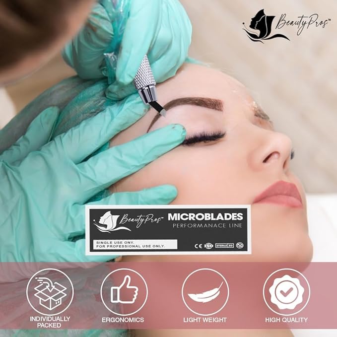 Disposable Microblading Blades, Manual Eyebrow Shading Blades, Perfect for Hair Strokes Eyebrow, Eyebrow Needle (18U 0.18mm)