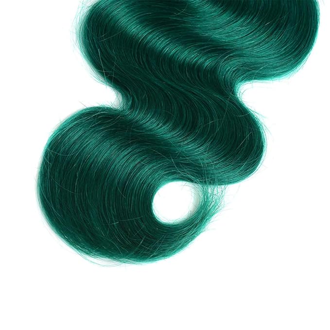 Ombre Green 1 Bundle Hair Ombre 1B/Green Color Body Wave Hair Bundles Unprocessed Virgin Human Hair Extensions for Women (18", 1B/Green)