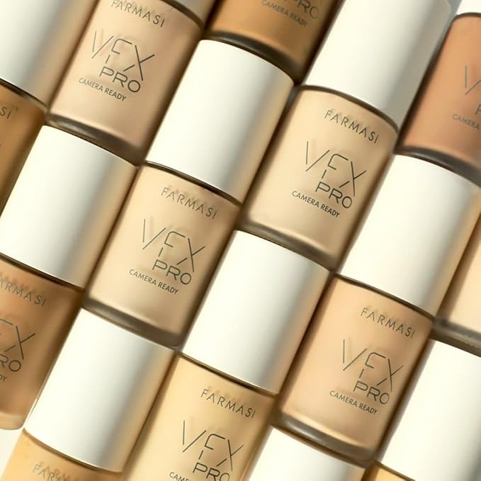 FARMASi Vfx Pro Foundation, Full Coverage Liquid Cream, Lightweight Long Lasting Coverage, Breathable Skin Moisturizer with Color True Matte Blending, Face Makeup, 1 fl. oz / 30 ml - Ecru 04