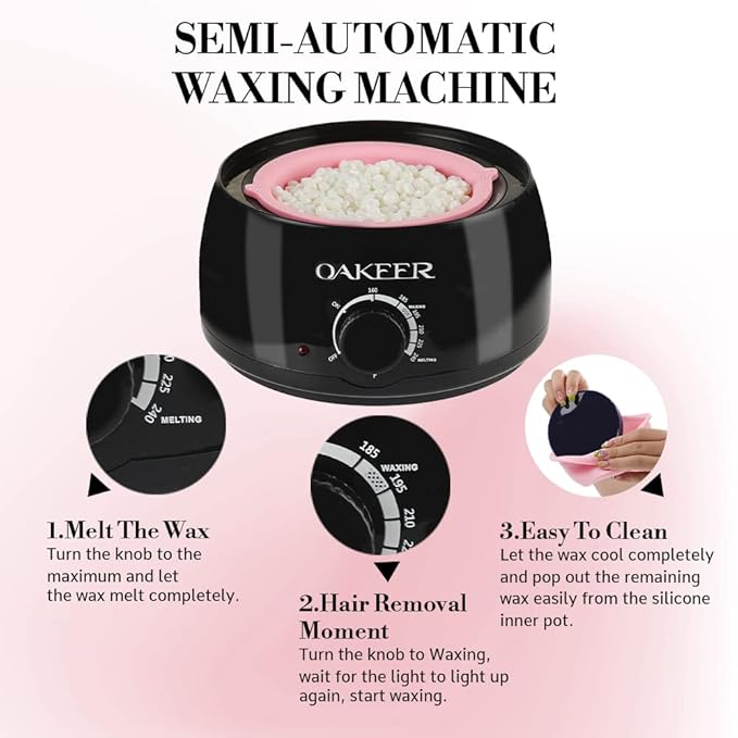Oakeer 2024 Update Waxing Kit for Fine Hair Removal with 6 Pro Ice Cream Wax Bags for Women's Arms, Facial, Eyebrow, Lips, Bikini Area