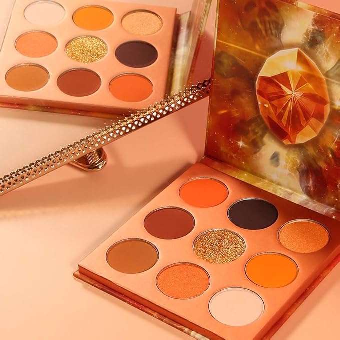 docolor Eyeshadow Palette 9Colors Orange Eyeshadow Gemstone Shadow Palettes Highly Pigmented Mattes Shimmers Naked Smokey Glitter Cream Colorful Powder Blendable Long Lasting Waterproof Makeup Palette