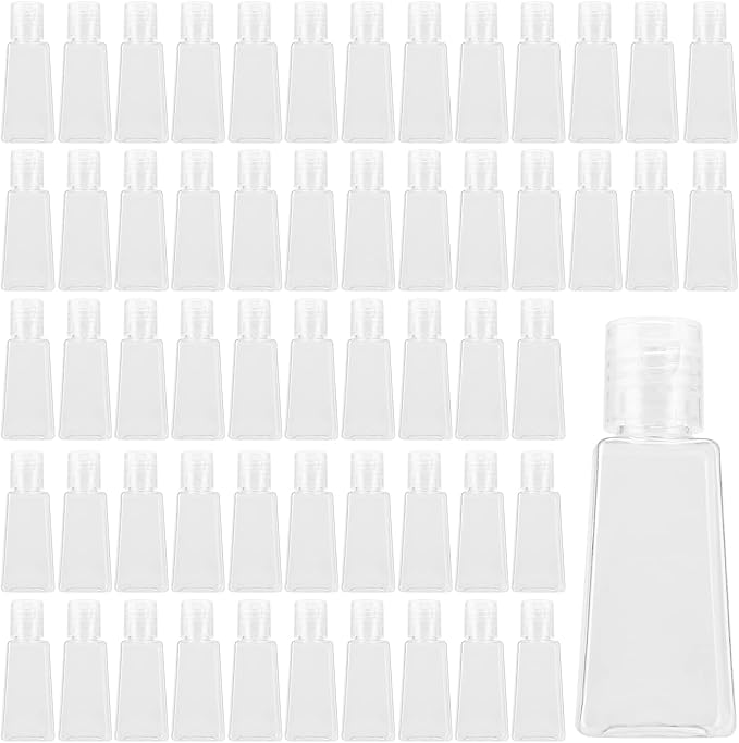 SINJEUN 120 Pieces 1oz/30ml Clear Plastic Empty Bottles with Flip Cap, Empty Squeeze Bottles, Mini PET Clear Refillable Travel Containers for Shampoo, Toners, Lotions, Creams