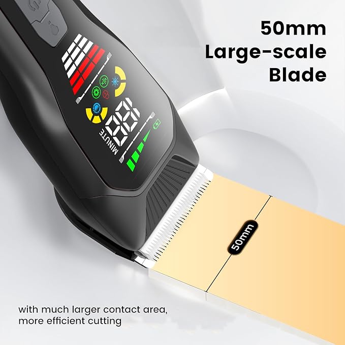 ENSSU Hair Clippers for Men Professional, Rechargeable Hair Trimmer Cordless Barber Clippers with 50mm Blade, Large LED Display, 180-Minutes Runtime for Home Hair Cutting