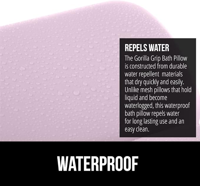 GORILLA GRIP Bath Pillow for Tub, Improved Suction Cups, Luxury Bathtub Pillows, Headrest for Neck and Back Support, Relaxing Home Spa, Hot Tubs and Bathroom Essentials, Gifts for Women, 2 Panel Pink
