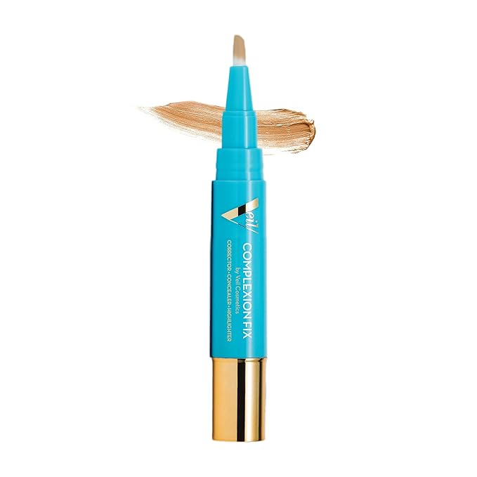Veil Cosmetics - Complexion Fix Concealer - Liquid Concealer for Under Eye + Dark Circles - Highlight, Contour, Correct - Anti-Aging - Vegan Makeup Pen - Hydrating Lightweight (4G Tan Gold)
