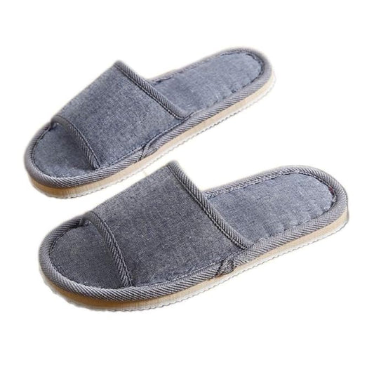 6 Pair of Open Toe Breathable Slippers,Solid Color Casual Slippers,Spa Slippers for Guests, Hotel, Travel, Unisex Universal Size Washable (6 gray medium size)