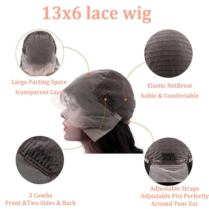 13x6 Reddish Brown Lace Front Wigs Human Hair HD Lace Front Wigs Human Hair 180 Density Body Wave Frontal Wigs Human Hair with Baby Hair Colored Glueless Wigs 14Inch